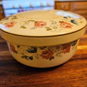 hankook flower ring round lid trinket dish/vanity dish catchall floral